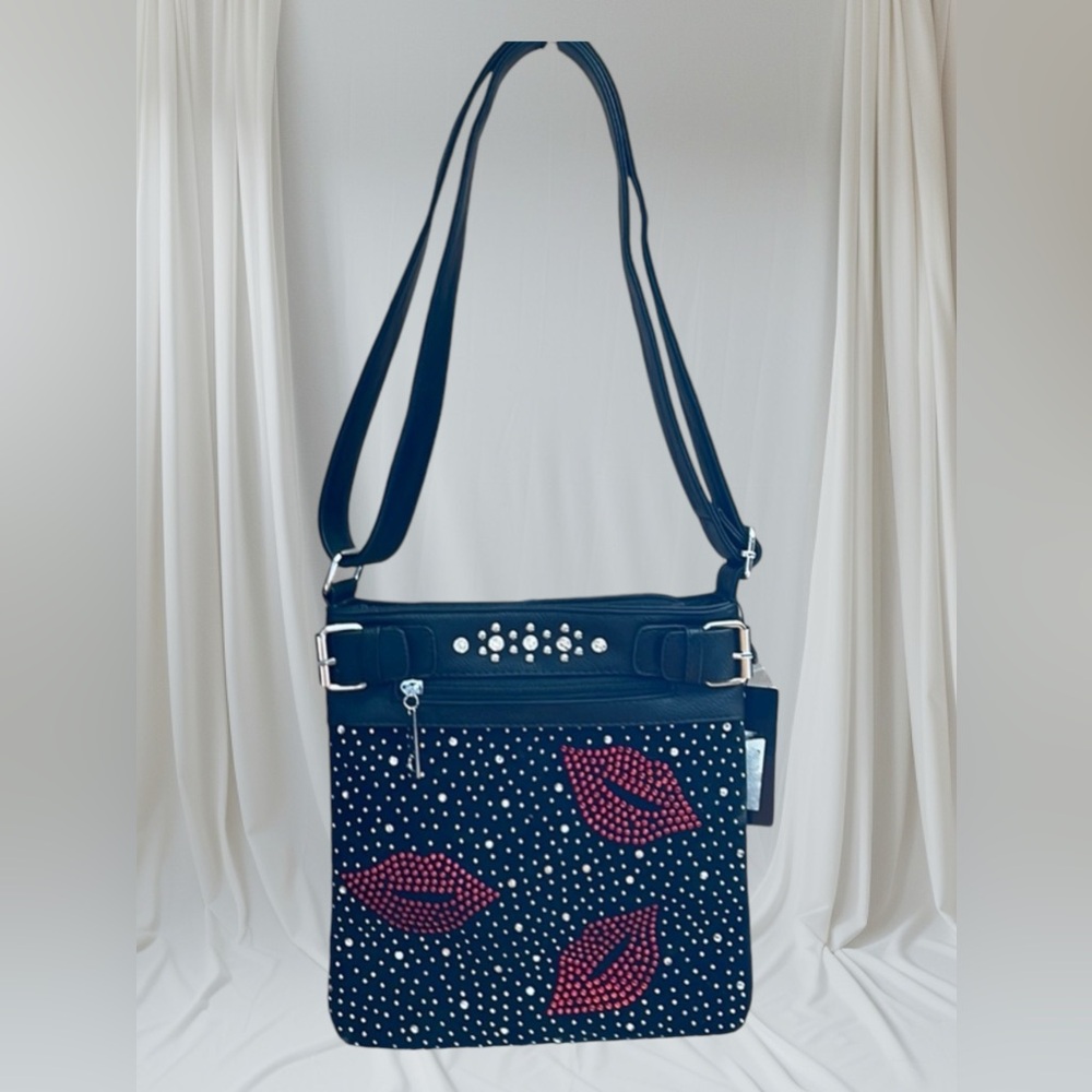Super Fun Faux Leather Handbag with Fun Bling NWT